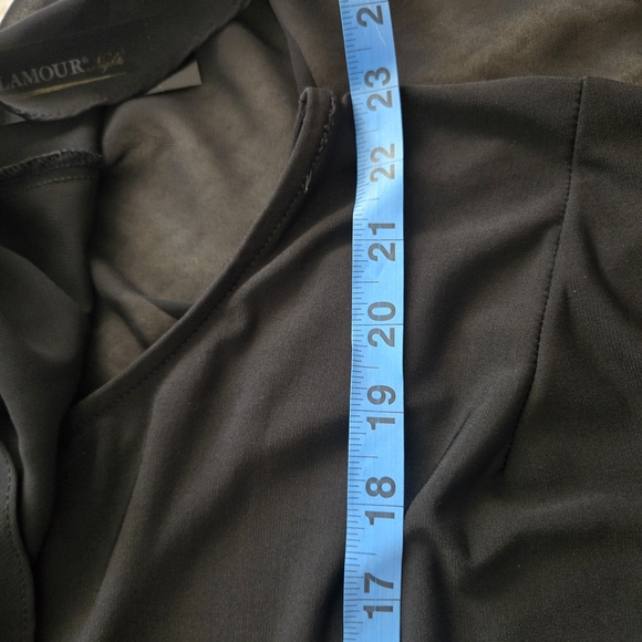 Women's Glamour Black chiffon overlay cape, rhinestone-trimmed Formal Dress - Picture 6 of 10